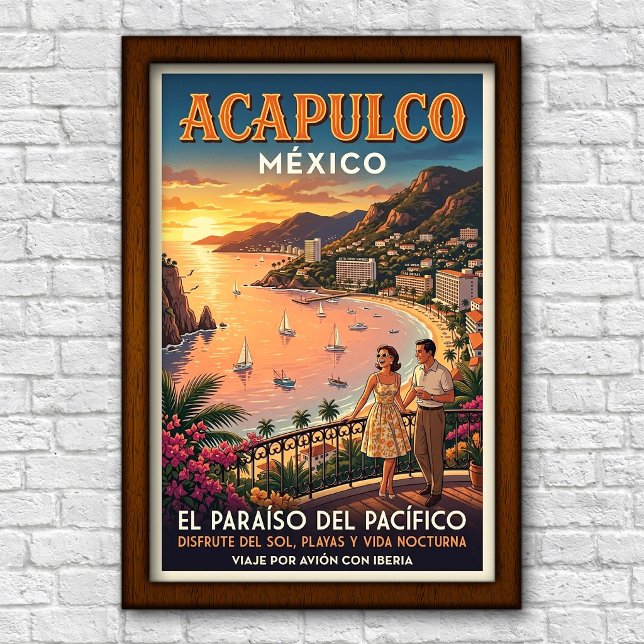 Affiche de voyage à Acapulco, Mexique, années 1960 (Créateur téléchargé)