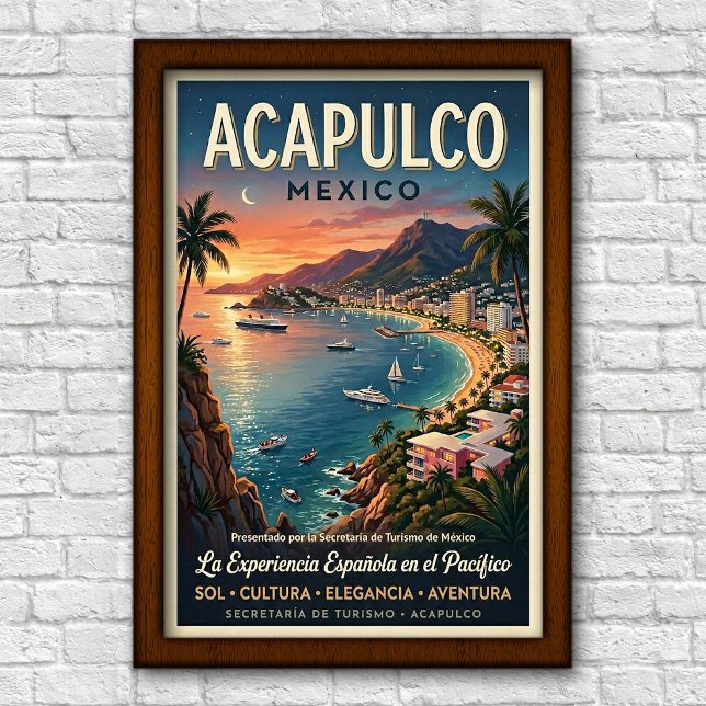 Affiche de voyage à Acapulco, Mexique, années 1960 (Créateur téléchargé)