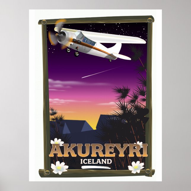 Affiche de voyage à Akureyri Islande (Devant)