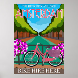 Affiche de voyage à Amsterdam inspirée de l'époque