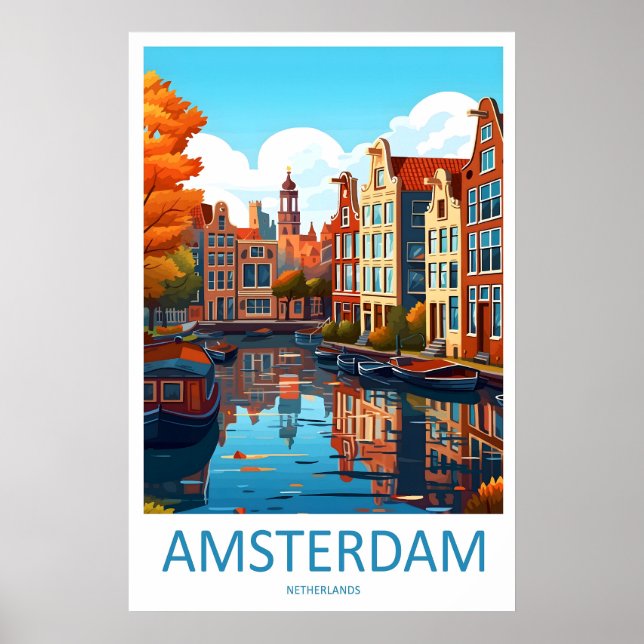 Affiche de voyage à Amsterdam Ski National Vintage (Devant)