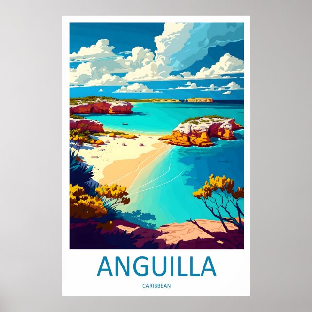 Affiche de voyage à Anguilla Ski Parc National Vin (Devant)