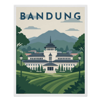 Affiche de voyage à Bandung Indonésie