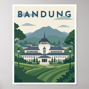 Affiche de voyage à Bandung Indonésie
