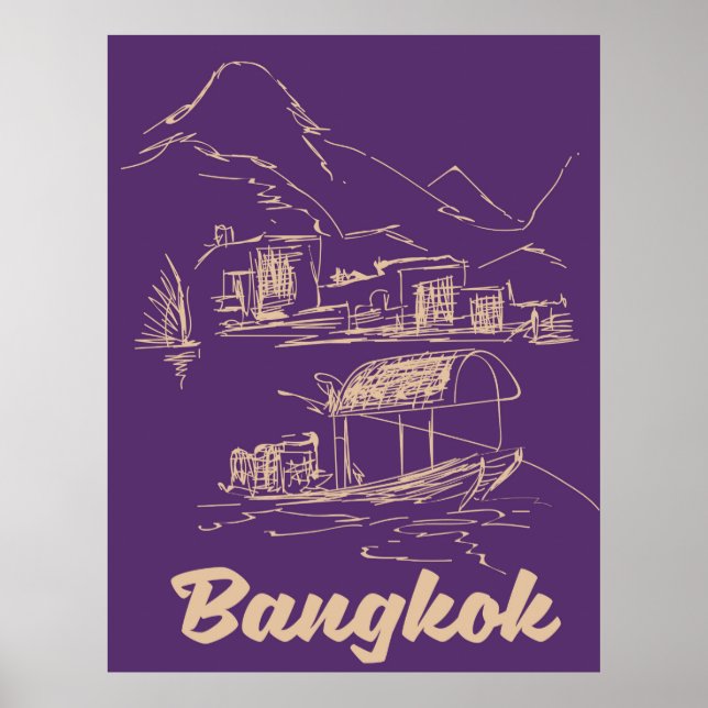 Affiche de voyage à Bangkok, Thaïlande (Devant)