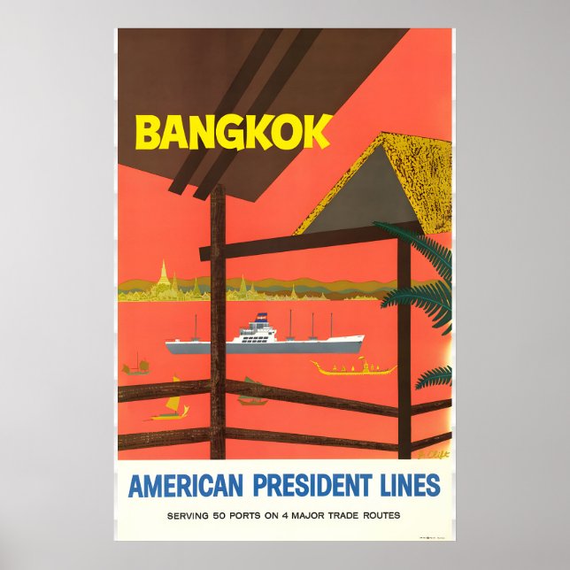 Affiche de voyage à Bangkok Thaïlande (Devant)