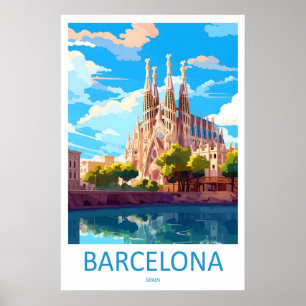Affiche de voyage à Barcelone Espagne 3