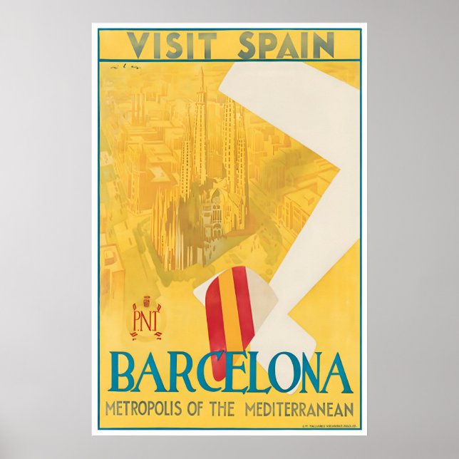 Affiche de voyage à Barcelone Espagne Art Impressi (Devant)