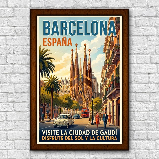 Affiche de voyage à Barcelone, Espagne des années  (Créateur téléchargé)