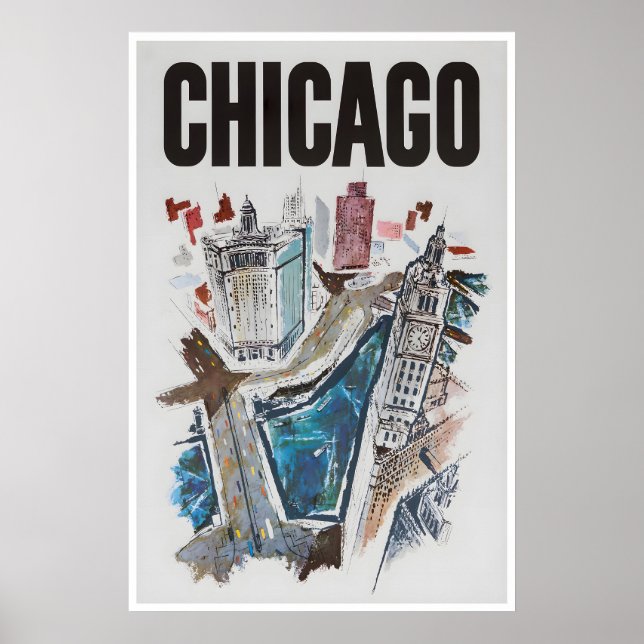 Affiche de voyage à Chicago, art de la ville, impr (Devant)