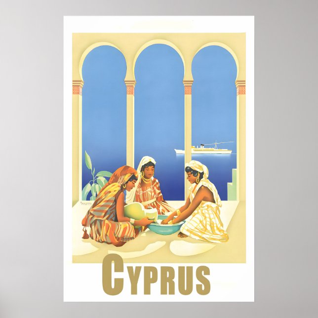 Affiche de voyage à Chypre Moyen-Orient Impression (Devant)