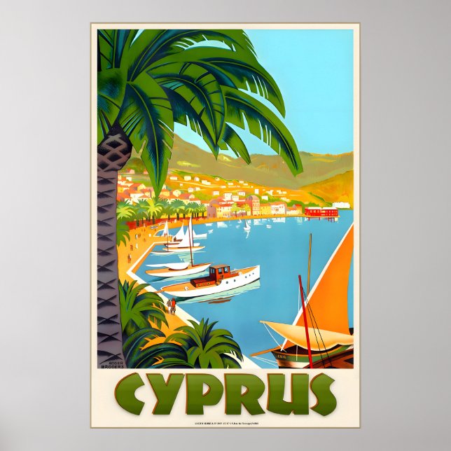 Affiche de voyage à Chypre Moyen-Orient Méditerran (Devant)