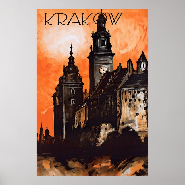 Affiche de voyage à Cracovie Pologne Impression d' (Devant)