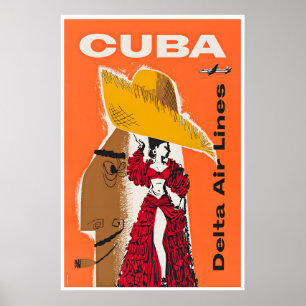 Affiche de voyage à Cuba Art cubain Delta Print (X