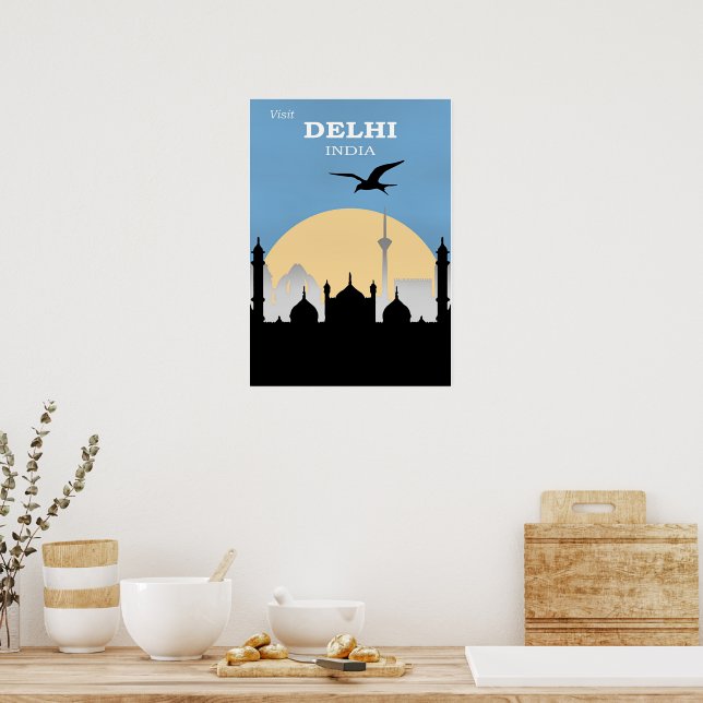 Affiche de voyage à Delhi, Inde (Cuisine)