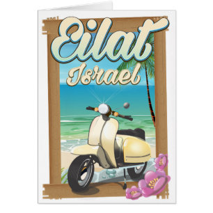 Affiche de voyage à Eilat Beach Israël scooter