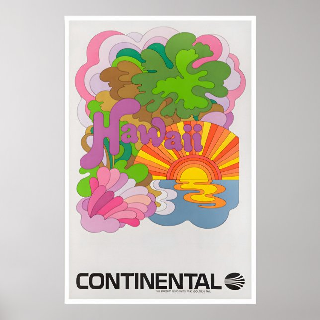 Affiche de voyage à Hawaï Art hawaïen Continental (Devant)