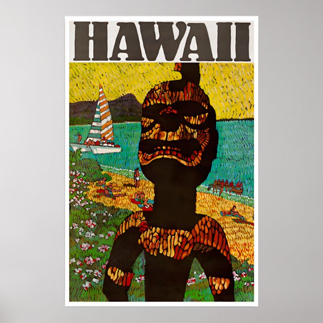 Affiche de voyage à Hawaï Art hawaïen impression K (Devant)