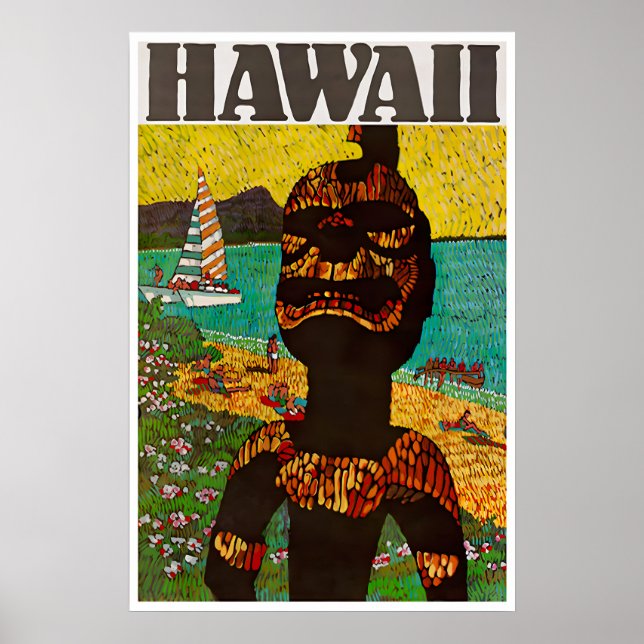 Affiche de voyage à Hawaï Art hawaïen impression K (Devant)