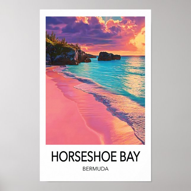 Affiche de voyage à Horseshoe Bay aux Bermudes (Devant)