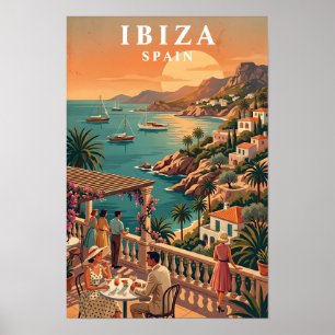 Affiche de voyage à Ibiza Style vintage de l'île e