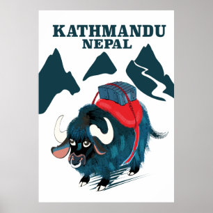 Affiche de voyage à Katmandou Népal