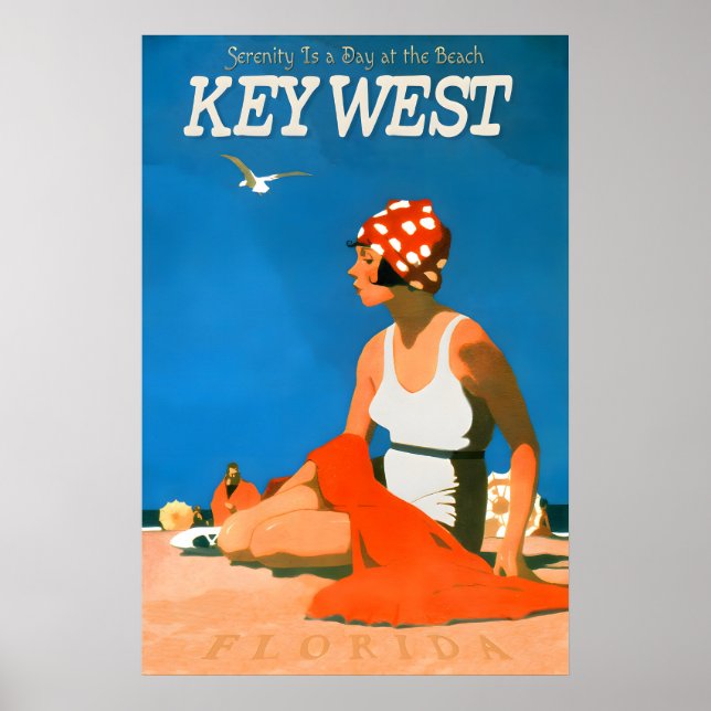Affiche de voyage à Key West Floride reproduction  (Devant)