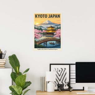 Affiche de voyage à Kyoto Japon Art mural asiati