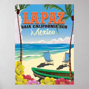 Affiche de voyage à La Paz Baja California Sur Mex