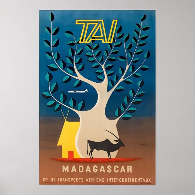 Affiche de voyage à Madagascar Art africain Impres (Devant)