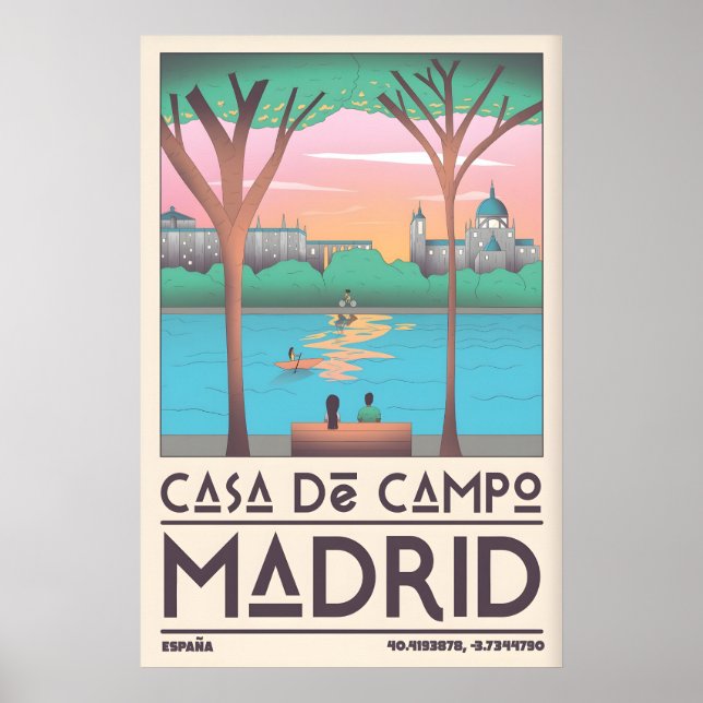 Affiche de voyage à Madrid décoration murale style (Devant)