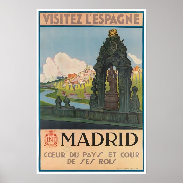 Affiche de voyage à Madrid Espagne Art Impression  (Devant)
