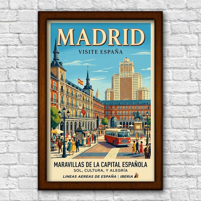 Affiche de voyage à Madrid, Espagne des années 196 (Créateur téléchargé)