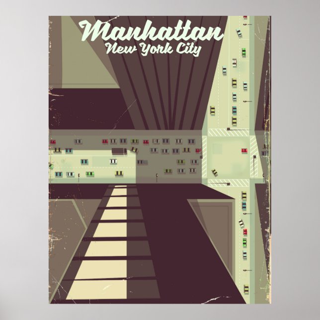 Affiche de voyage à Manhattan New York City. (Devant)