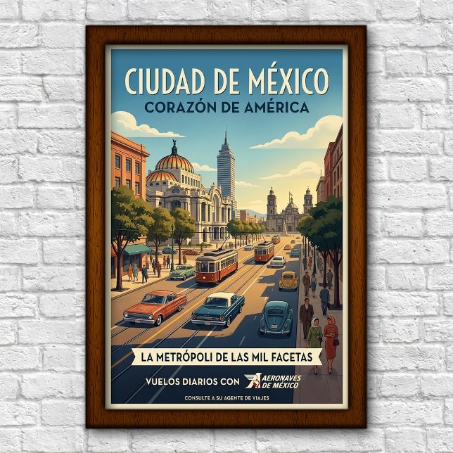 Affiche de voyage à Mexico City, Mexique des année (Créateur téléchargé)