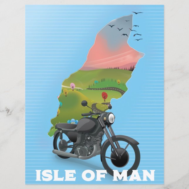 Affiche de voyage à moto sur l'île de Man (Devant)