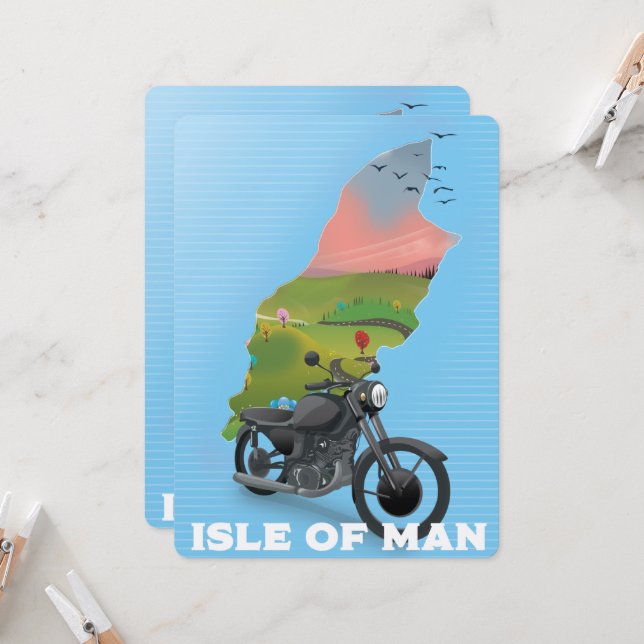 Affiche de voyage à moto sur l'île de Man (Devant/Arrière en situation)