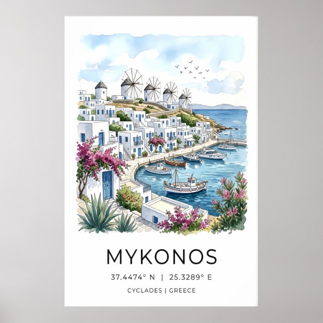 Affiche de voyage à Mykonos Paysage côtier (Devant)