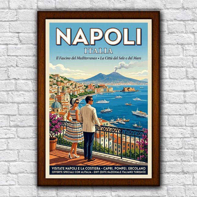 Affiche de voyage à Naples, Italie, années 1960 (Créateur téléchargé)