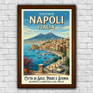 Affiche de voyage à Naples, Italie des années 1960