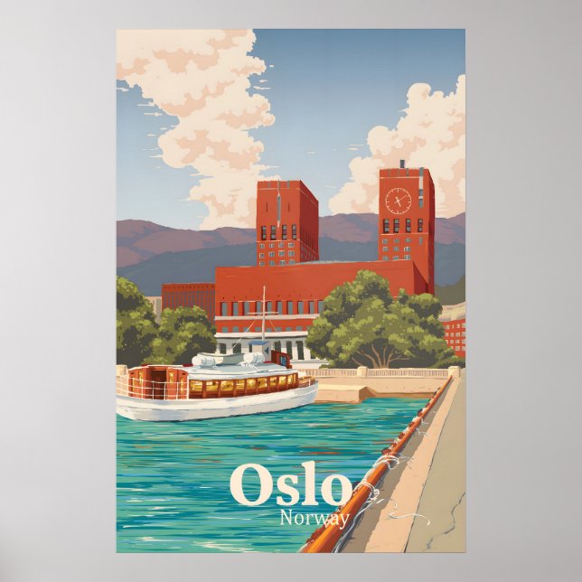 Affiche de voyage à Oslo en Norvège (Devant)