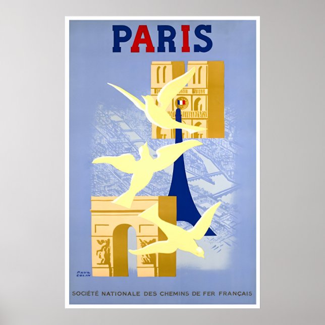 Affiche de voyage à Paris Art français Paul Colin  (Devant)