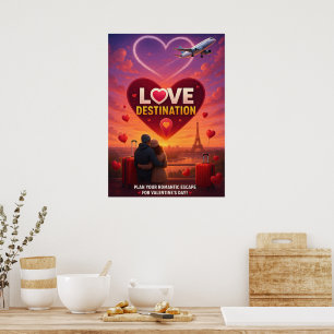 Affiche de voyage à Paris Destination Amour Romant