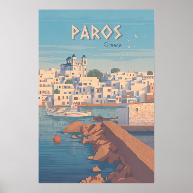 Affiche de voyage à Paros Grèce (Devant)