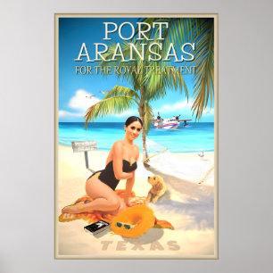 Affiche de voyage à Port Aransas Mustang Island Te