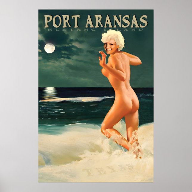 Affiche de voyage à Port Aransas Mustang Island Te (Devant)