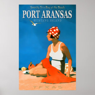 Affiche de voyage à Port Aransas Mustang Island Te