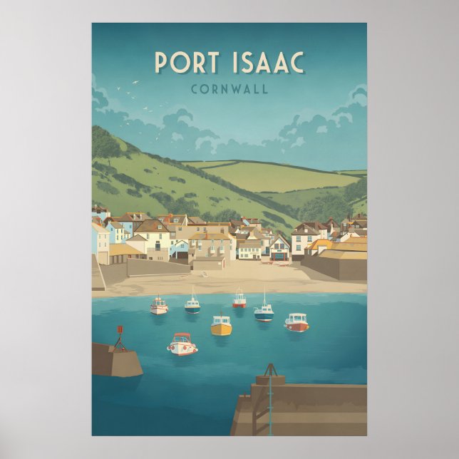 Affiche de voyage à Port Isaac Cornwall (Devant)