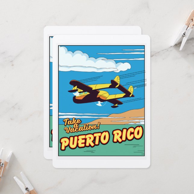 Affiche de voyage à Porto Rico (Devant/Arrière en situation)