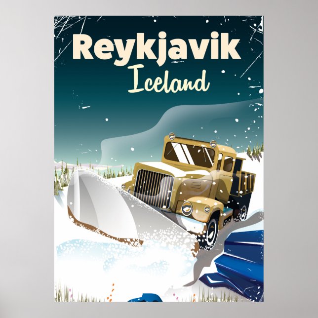 Affiche de voyage à Reykjavik en Islande (Devant)